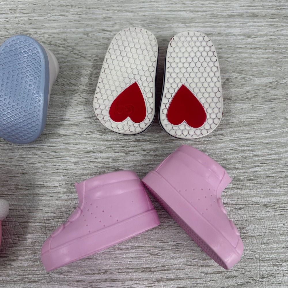 Our Generation Doll Shoes Lot 5 Pairs White Red Pink Blue Sneakers Boots Sandals - Picture 4 of 6
